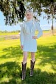 I absolutely love this sweater dress! I did wear tan thong panties underneath because it is a bit see-through. I got a lot of compliments the first day I wore it. It is warm and super comfy! It is most definitely one of my favorites. - Katherina M.