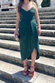 I was really surprised by the dress - the material looks chique and expensive. The layout is simple but very elegant.
In my case size M fitted perfectly. - Ana M.