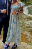 Dress code was garden party formal, this was a lovely fit for the event. 5'3", about 150-155lbs. Medium fit perfectly. - Molly M.