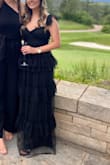 I wore this to a black tie wedding, it was so pretty! It was a little long on me even with heels, but still great overall. - Megan R.