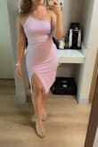 Perfect wedding guest dress! Quality material, both lightweight and durable at the same time. The lilac color is unique, and looked great with my complexion. For reference, I have an athletic build with a thinner waist and larger hips. Get this dress for a simple yet stunning look. - Angela Z.