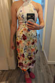 I fell in love w/ Taylor Swift's Grammys dress, so thought I'd try this one for a wedding I'm going to. And it's really nice, good quality, but unfortunately too small for me. Couldn't zip it up. Thanks to Lulu's for letting me try it on. - Maoli Y.