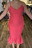 This dress is honestly a very flattering cut. The only reason I didn't choose this for grad is because the color wasn't as neon as I was hoping and because it felt a little too chesty for a graduation with all my family. But I would totally wear this to a party or wedding or whatever! Beautiful dress. - Constanza M.