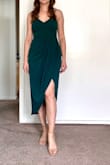This was the only dress out of 8 dresses I tried that properly fit my body. All the other dresses were too large in the bust but smaller sizes wouldn't have fit my hips. This one fit perfectly on top AND bottom, looked classy and sexy at the same time, and I love the green color. My body type is kind of straight; I'm generally thin but my chest, waist, and hips are all kind of just straight, and it's hard to find formal dresses that fit my small chest but wider waist and hips at the same time. - Kinga B.