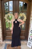this dress is so comfy and fits true to size! It has a lot of stretch to it and it's double-lined so it's very flattering. Highly recommend! - Destiny H.