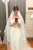 I knew it when I saw it! The fabric is thick, and it's not see through. I was worried about that because I had that problem with other dresses I tried. The stitches are great quality. I'm just going to fix the length of the straps to my size and that's it. - Andrea D.