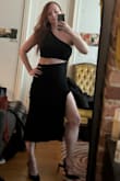 This is a bit of a challenge to put on correctly but worth the result. Kind of difficult to use shapewear with the cutout but the fabric is thick & supportive enough you don't really need it. I think it's gorgeous! - Molly K.