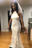 I'm having a very small (20 person) wedding & I loved this dress. This was gonna be my dress until I found something at the last minute that I liked more. But the detail on the dress is stunning. The only thing I didn't like is that the train and lining are not connected. But that's an easy fix for the tailor. Would recommend! - Dyamond J.