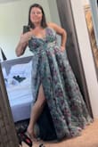 Love this dress! The colors are beautiful and the organza flow. Unfortunately I need an XL and it's sold out. Large is too small, but I'm keeping it in hopes it fits after I drop 20lbs. - Melissa E.