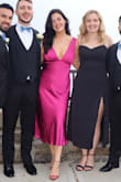 I bought this dress last minute for a wedding and it was incredible. It was such a unique and fun color, fit like a glove, and I received so many compliments. It was a humid day and I really didn't sweat that much/it didn't show through on the dress. I even threw it in the wash and the few drinks that spilled on it, came right out! Can't wait to re-wear it. - Elizabeth M.