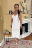 I wore this dress to an all white reception. True to size and lots of compliments all night. The shoes are from Lulus also and they're great for dancing all night. - Danielle O.