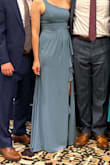 Perfect dress for an elegant function that didn't make me feel like a bridesmaid. Hides any imperfection in the belly region perfectly. Very easy to walk in and comfortable. I did not need it hemmed and I had 1 inch heels on. I got many compliments. - Kelly S.