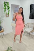 Loved this dress! Was perfect for my birthday dinner and night out! I got an XL but could have gotten away with a large. The material was thick but not too thick for an 80-90-degree summer night in Florida. Don't hesitate, just buy it! - Asia R.