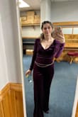 Amazing quality and amazing outfit! Had a purple themed dinner party and everyone complimented the outfit. I wore 3-4 inch heels and the pants were still too long, but it was perfect! Everyone loved the velvet material - Jazlyn M.