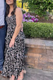 This dress fit perfectly and is so comfortable! A great wedding guest dress that you don't have to worry about falling out of/not fitting right anywhere. I love the tiered look, and it is flattering in the chest. - Leanne C.