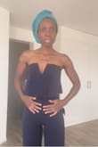 The outfit. fits perfectly. I love it. My social media audience also loved it. 
I am 170 cm an and 57 KG. - Nadia U.