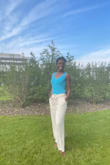 I love it. I can easily do some stretches on it while in working from home. 
It shapes my body very well. It seems like my body is made for your designs. 

I am 170cm and 57KG. - Nadia U.