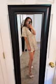 I'm usually between sizes s-m in Lulu's dresses and decided to go with a Medium for extra length based on other reviews, and it fit perfectly. I'm planning on wearing to an outside wedding next month! - Tasha W.