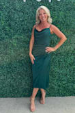 Beautiful dress! Fits perfectly and is very flattering. It's even prettier in person. - Cynthia Y.