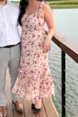 Light material, kept me cool during an especially hot day. Would definitely recommend it for a summer wedding! Doesn't have any stretch to it so I sized up and I'm happy I did, very comfortable. - Eve L.
