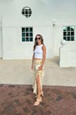 I wore this skirt on vacation in the Florida Keys. It's super lightweight and airy - easy to pack! I love the tropical print and the fit. - Karen G.