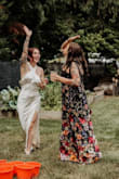 This dress gave me the most compliments I have ever received. I was worried about the dress and my boobs getting along, but it kept them up throughout the party and fit snug. The only issues I noticed were I did have to iron the flowers flat before wearing and the zipper kept getting stuck when trying to put it on with plenty of room. - Courtney