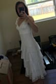 Bought the dress for a low-key wedding ceremony/bbq. Fits well in the bust area without a bra even though I'm flat-chested. Looks very elegant and feminine. Love it! - Raina K.