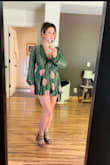 Cute for a night out! I'm 5'4 and it's a little short, but I like it that way. I feel it runs slightly large. I have the dark purple in M (my usual size) but sized down to a S for the green and like the fit a little more. You do need to pin the front and the drawstring in functional. :) - Rachelle A.