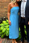 Beautiful dress. Quality material. My only complaint is that it didn't fit as well in the bust (even with a strapless bra), so it wasn't tight on top. I was concerned with the dress slipping throughout the evening. - Heather L.