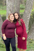 I ordered several dresses from LuLus for my baby shower, and I ended up choosing this one. It stretched to fit my belly, but now that I am post baby, it still fits. Cozy and cute :) Size XS. - Carrie S.