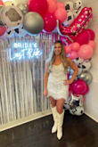 This dress is comfortable and perfect for my Nashville bachelorette party. A medium fit but I sized up so it was a little longer. - Audriana H.
