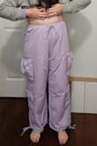 Good: The color is cute and the material is super lightweight and the fit is comfy. The ankles have a drawstring to tighten if you're painting that look or need your ankles covered. 

Bad: Material is super easy to wrinkle, the top pockets are ugly because of the elastic, and the material is super see-through. 

I think I'll be keeping these in the trunk to throw over any nice pants if it's raining, or as my camping clothes. - Kassandra S.