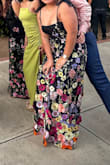 I really wanted the Mac Duggar dress, but those dresses expensive. This is a great dupe/look alike! I would say this dress is true to size but be warned, there isn't much stretch around the bust area. If you have a broad back, you may want to size up. I ordered both medium and large, and although the medium fit me better at the waist I could not get it fully zipped up. So I kept the size large. The embroidered flowers are beautiful and make the dress very unique. I received lots of compliments at the wedding I wore it to. - Valerie Z.