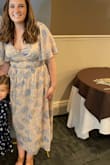 Overall, loved the fit. Super flattering for my postpartum body. The chest area was a little too big, so I did need to safety pin it, but once that was fixed it was stunning. I got so many compliments - Shannon D.