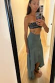 I love this skirt so much. The color is beautiful; the material is nice, and soft and it is so fun and sexy.  I'm on the shorter side at 5'3 and it fits perfectly so I can wear it barefoot or with wedges. Can't wait to wear it in Hawaii. - Chelsea V.