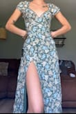 This dress is perfect! Going to a wedding and trying to find a beautiful somewhat modest dress that would show personally but not look to grown and this is perfect!!! Color/ length is perfect cut out back for a little something and the slit is perfect not to high up! Love this dress and definitely recommend as a guest dress for any upcoming spring/summer weddings! - Harlie W.