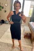 I got this dress for a wedding and loved it! It fit like a glove and was very comfortable. I received a lot of compliments on it. Enough coverage to easily wear a strapless bra, and I didn't have to tug at any part of the dress throughout the night (which is always a plus)! - Kaysie P.