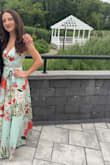 Wore the blue but also ordered the green and both were stunning. The size was very fitted on me but fit perfectly in my opinion, though some may have found it too snug. I feel Lulus runs large, so normally, I'd do xs but glad I did xxs. Got the dress hemmed and still had to pick it up to walk sometimes. Got many compliments! - Tara S.