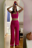 Although the pants were too long for me, after I got it hemmed, I wore it and received many compliments. The pants are stretchable and comfy, and the crop top with pants look great. I also love the hot pink too - it's a vibrant color. - Sonali D.
