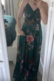 Man, I really would've loved this dress, but I think I hit the jackpot of unfortunate flower placement. Thank god someone called it out before I wore it to a wedding. It's so bad lmao. The likelihood is that you'll probably be luckier than me with the fabric pattern placement if you order this dress, but it is a slight dice roll. Fits true to size but need hemmed/heels. - Rylee S.