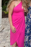 I love everything about this dress! The color, the fit, the asymmetrical hemline, the super flattering ruching-- everything! I highly recommend this dress. You will feel confident and look great! - Claire D.