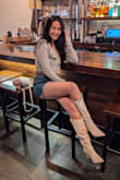 I was looking for a pair of white boots and I thought I would give these a try since they were on sale. I couldn't decide which size to get as the boots I've been purchasing from Lulu's ran a half-size smaller. I decided to get my regular size 6. It's a little tight but not tight enough to the point I feel the need to size up. The shoe has no grip!
It's surprisingly comfortable to walk in and do freaking adorable! Love it! - Maiseely T.