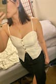 Love this. Just like the picture on the web. Stretchy and very comfortable. You can wear it without a bra but be aware if you have big boobs between the button could bunch up and peek from the outside. I will probably tape or sew it - Saki P.