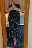 Let me preface by saying I am a 54 years young, and did wear a body shaping undergarment.  I think this dress is classic and ageless.  I loved the way this dress fit, I needed no alterations.  The top has a silicone band to help it stay up, which is a nice touch. The hem landed about 4 inches off my ankles,  which I normally wouldn't love for my height and stature but the slit made the length a nonissue. The slit went high enough that I could not wear short style undergarments, I just got a shorter style. I highly recommend this dress for ladies of all ages! - Tina M.