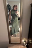 I ordered both the medium and small, I went with the small. It's a beautiful olive and fits great. We have a black tie optional fall wedding in London, UK and I can't wait to wear it! - Andrea P.