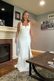 Really thought this was going to be the one. I'm 5'7" and 155 lbs. Typically a size 8. Ordered a large and it was too big. But beyond that, this fabric is really heavy. My wedding is in October and I spent wait this fabric weight. It also has no cups and you cannot wear a bra, so this one is going back. - Belinda N.