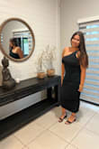 Runs true to size and it's a great black dress to have in your closet! Must have - Ley D.