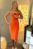 I love this dress! It's very stretchy and soft, hugs all my curves nicely and the colour is just mind blowing! I am super happy to have purchased it and cannot wait to wear it to my friend's wedding! - Maria P.