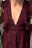 The dress is beautiful and 10/10 comfortable. However, it is a tad big so if you're between sizes, I would recommend sizing down. I ordered a S and should have gotten XS. The V neck is very deep and I had some gaping. The arm holes were also a bit large (all due to the dress being a tad large). - Genevieve C.