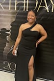 This dress fit beautifully. Fabric gives a little. So, it's comfortable. It is a thick fabric and it flows well. I'm short and it didn't need to be hemmed with a 4 inch heel. The zipper is a little difficult to maneuver because it's very small. - Kelsey B.